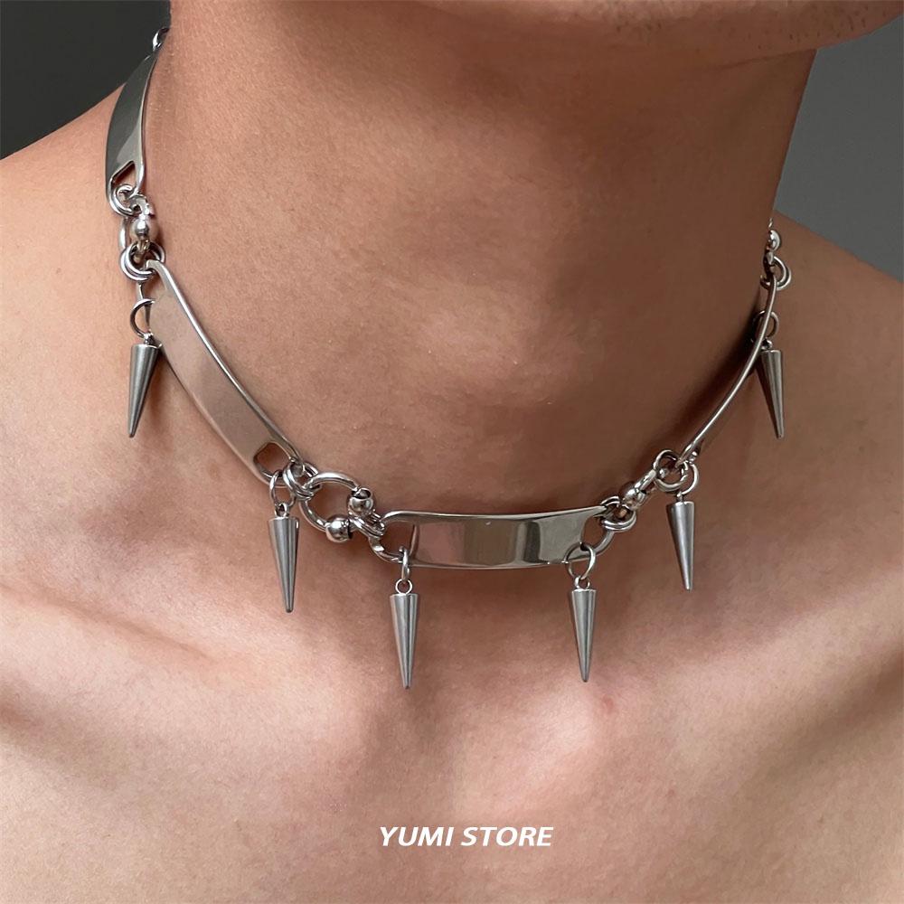 Titanstål Nitchoker för Man Kvinna Punk Metall Krage Halsband Lyx Hip Hop Smycken Street Unisex Accessoarer