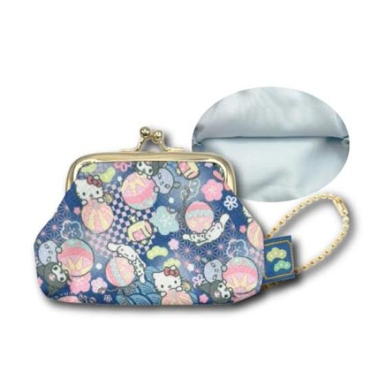 Hatayama Shoji Sanrio Japanese Pattern Weather Series Mini Clasp X W10 X Product 33202924 Pouch, Navy, Approx. H6.5 D1.5cm, Number