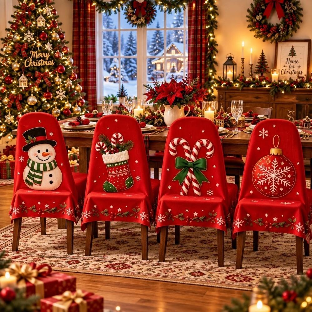 4 pcs Dwarf Chair Protective Sleeves Dustproof Christmas Ornaments Home Decoration