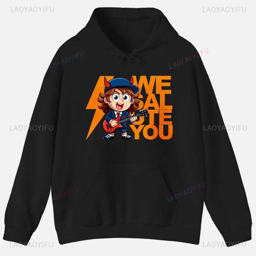 ACDC Printed Unisex Hoodie Plain Clothes Tops Women Long Sleeve Graphic Sweatshirt Quality Clothing Autumn Streetwear Custom Funny