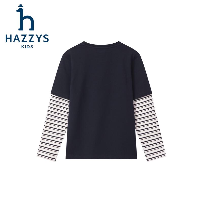 HAZZYS Boys' 2026 Fall Faux Two-Piece Long Sleeve T-Shirt