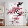 Sakura Curtains Pink Floral Hd Print Polyester Pocket Rod Living Room Bedroom Light Filtering Made Of Machine Washable Great Window Treatment