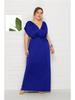 Plus Size Women’s Solid V-Neck Evening Dress, Sexy Loose Fit with Large Hem