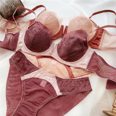 Yaz Kadın İç Giyim Seksi Dantel Derin V Push Up Sütyen Seti Rahat Balenli Bralette Kadın Artı Boyutu Ince CDE Fincan Iç Çamaşırı