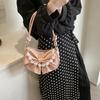 Schleifentasche Damenmode neue Perlenkette Umhängetasche Mode schlichte Textur Schultertasche