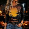 Women's Halloween Print Long Sleeve Neck Pullover Top for Party