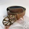 Zinc Zinc Alloy Cowgirl Buckle Belt Vintage Flower PU Hollow Belt Fashion Cowboy Waistband  Dress Decoration