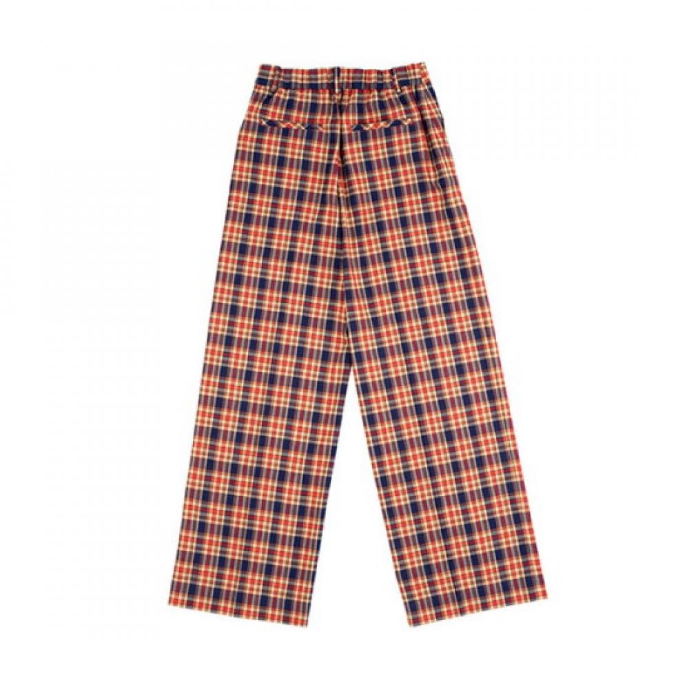 People Of The World Check Elastic Waist Wide Leg Pants 23fw