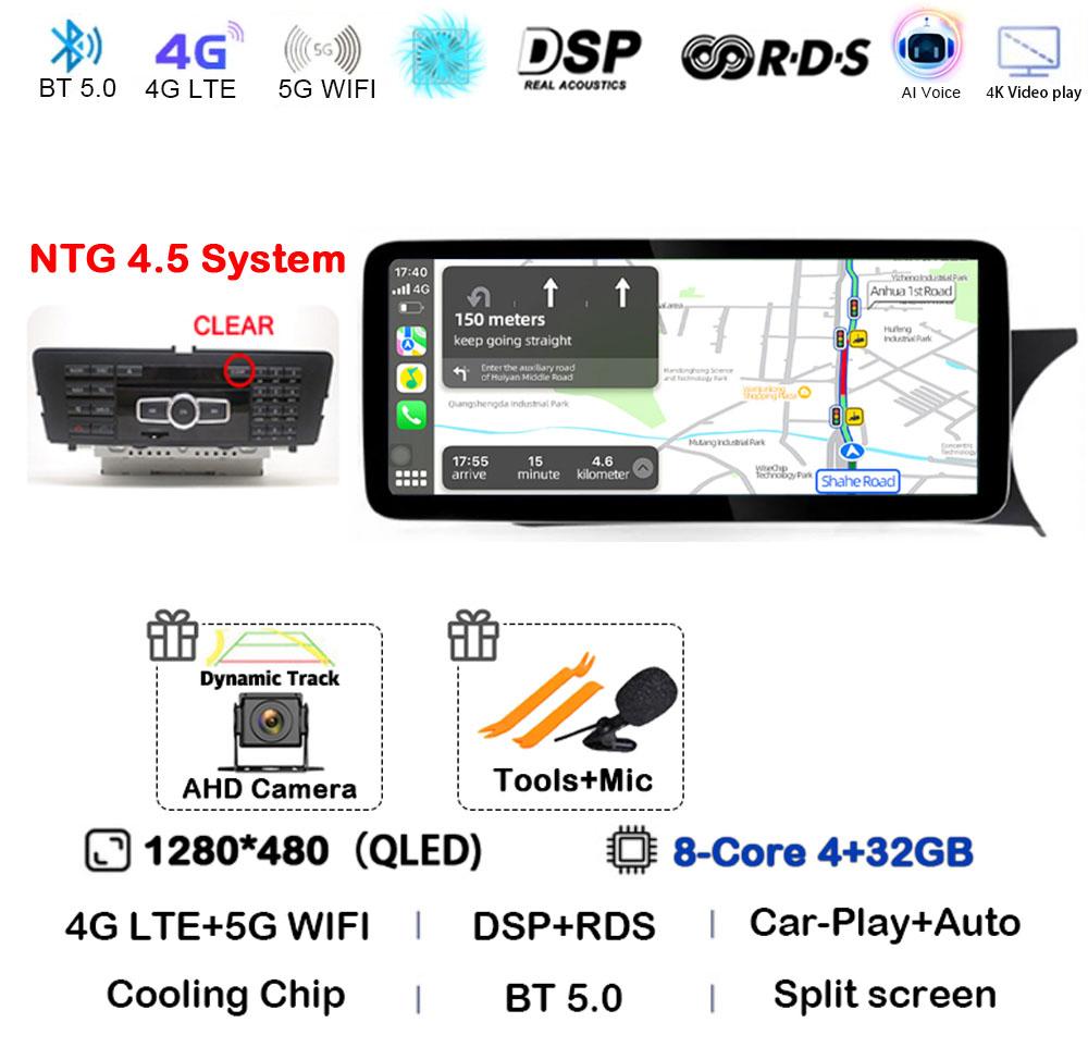 8.8" Android 14 Carplay Car Radio For Mercedes Benz C Grade W204 2011 - 2014 LHD RHD NTG 4.5 System Auto Stereo GPS Multimedia