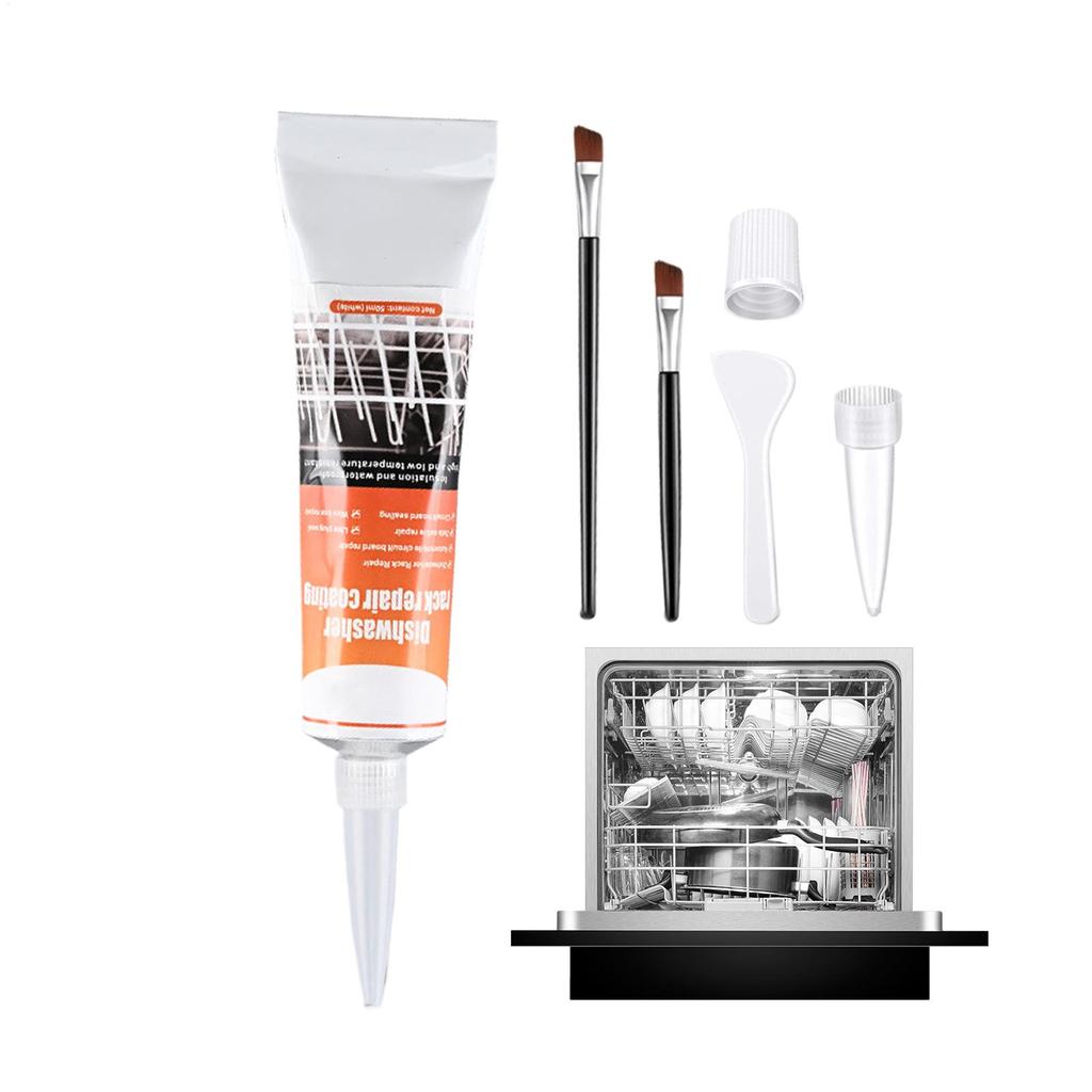 50ml Dishwasher Rack Coating Repair Long-Lasting Coating Gel with 2 Brushes for Home Kitchen Ovens Frying Quick-Dry Strong