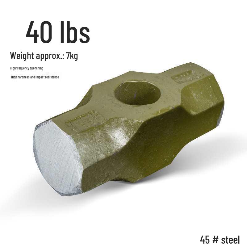 Ciężki duży młot kowalski: Ośmiokątny młotek kamieniarski ze stali przeciwwybuchowej do rozłupywania kamienia i ścian z uchwytem.