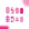 24 Pcs Lovely Flowers False Nail Sweet Heart Artificial Nail Glossy Full Cover Stick On Nail Medium Square Press On Nail