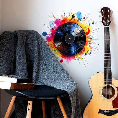 Painted Music Records Bedroom Living Room Beautification Decorative Wall Stickers