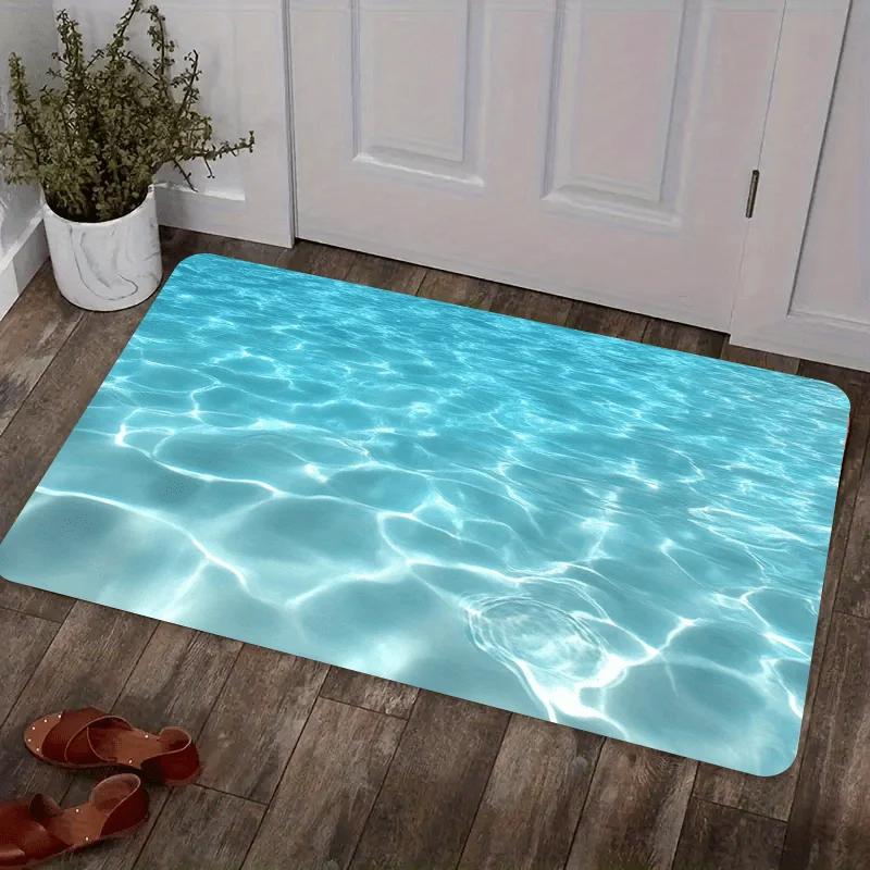 Ocean Beach Shell Pattern Bath Flannel Mat Non-Slip, Absorbent Ultra Soft Plush Suitable for Shower Door Bathroom Entrance Decor