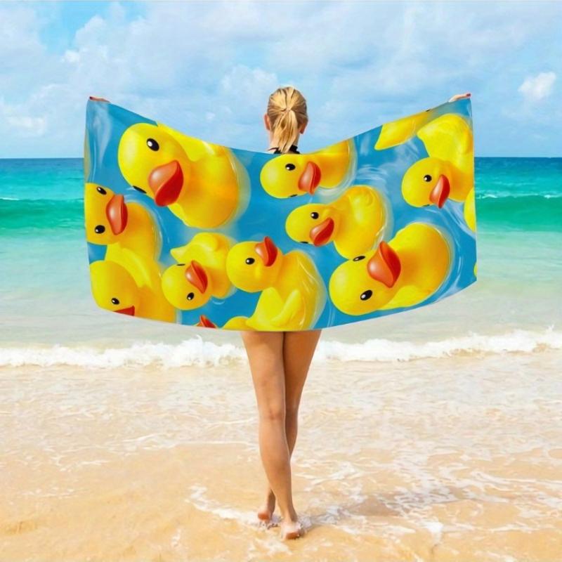 

1 - Beach Towel Featuring a Pattern of Yellow Ducks., Quick-Drying Polyester Towels Ideal for The Beach, Bath, Or Hand Use W40*H60(CM)