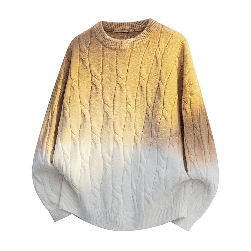Pullovers Long Sleeves Sweaters Unisex Sweater Paragraph Autumn and Winter Gradient Colour Tops Couples Loose Pullover Round Neck Bottoming Knit Shirt