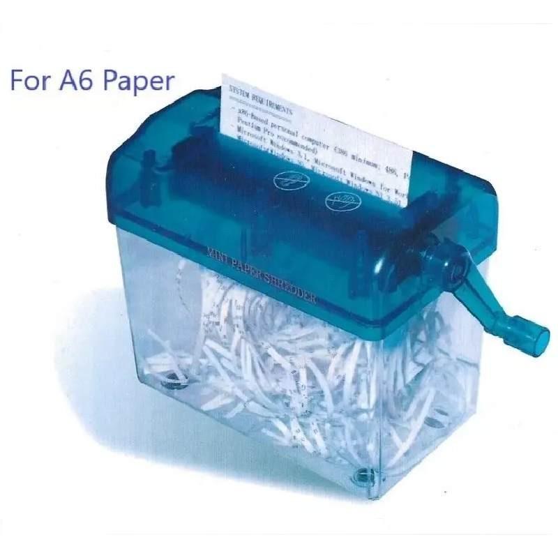 Déchiqueteuse de bureau compacte à coupe droite, manuelle, petite, pour format A4, à manivelle