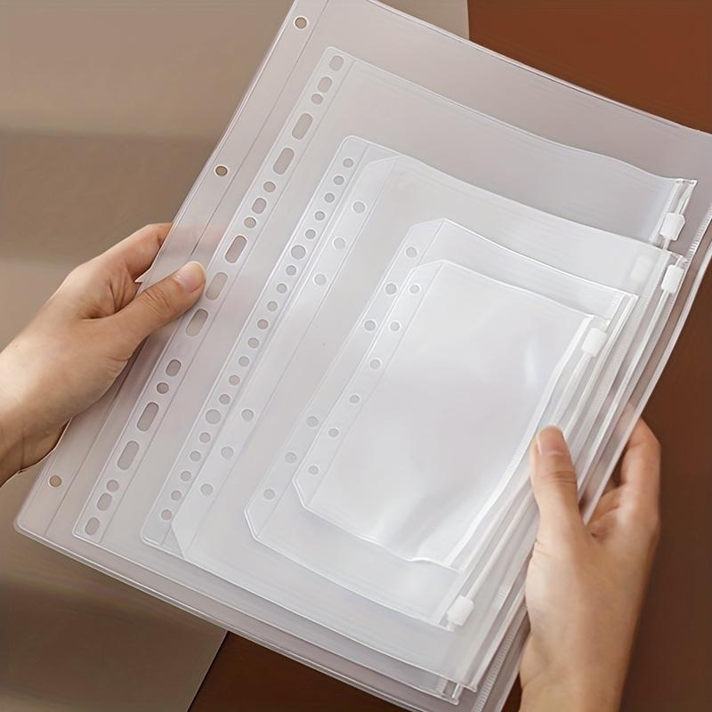 A7/A6/A5/B5/A4 5pcs Transparent PVC Document Storage Storage with Holes Student Stationery Storage Bag