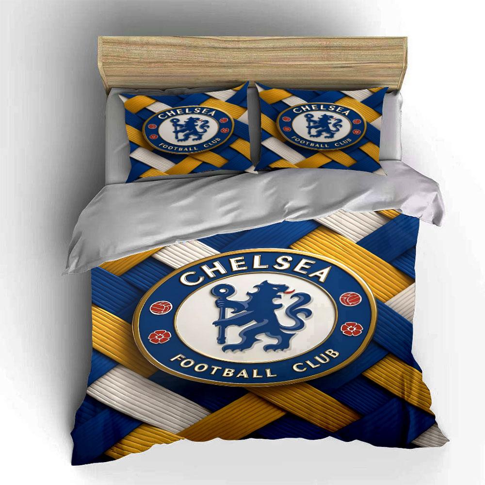 Chelsea FC Bedding Set Three-Piece Bedding Duvet Cover Set Duvet Cover Pillowcases (1 * Duvet Cover 2 * Pillowcases, Without Duvet Insert)