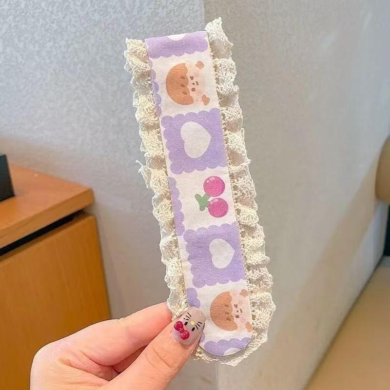 Sweet Floral Knit Headband with Magic Sticker and Bangs for Cute Summer Girls