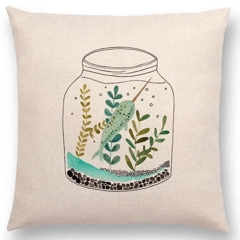 Newest Fashion Nordic Style Whale Cushion Cover Ocean Whales Home Pillow Case   Pillows Covers