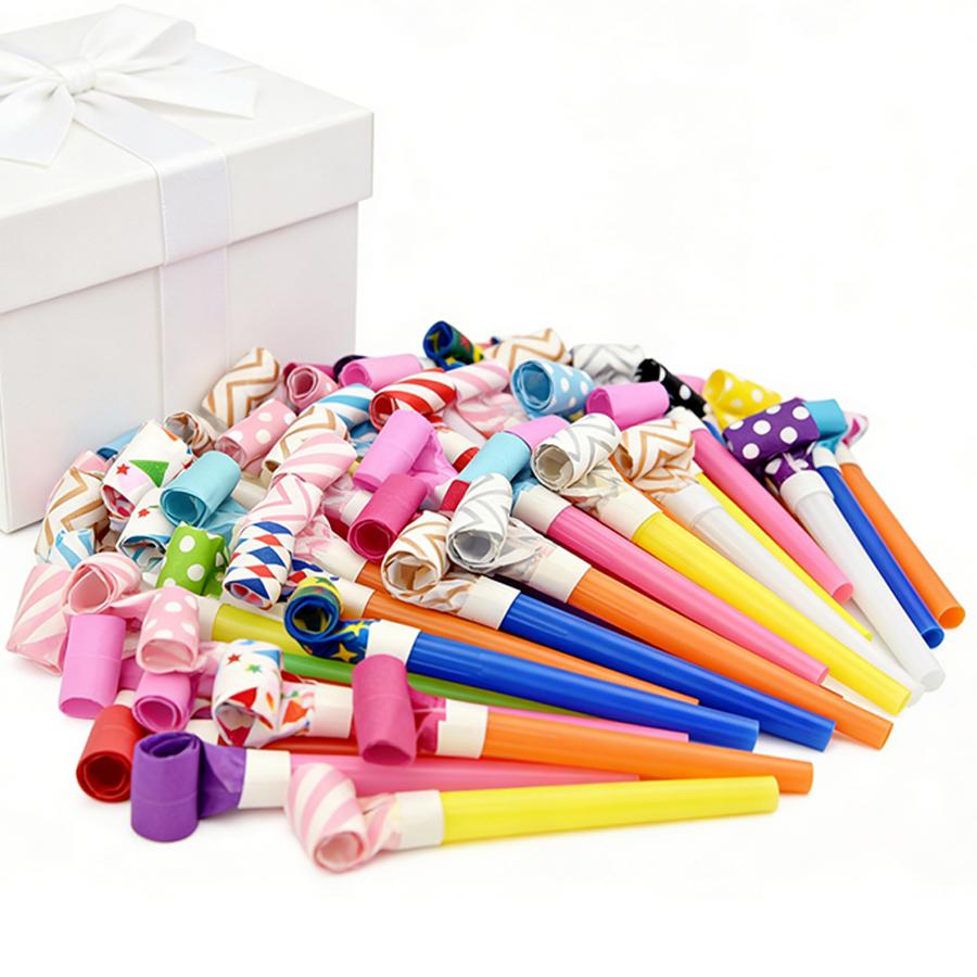 24/48pcs Party Blowers Whistles Noise Makers Blowouts with Paper Fringes, Perfect for Birthday, Wedding, Holiday Party Favors