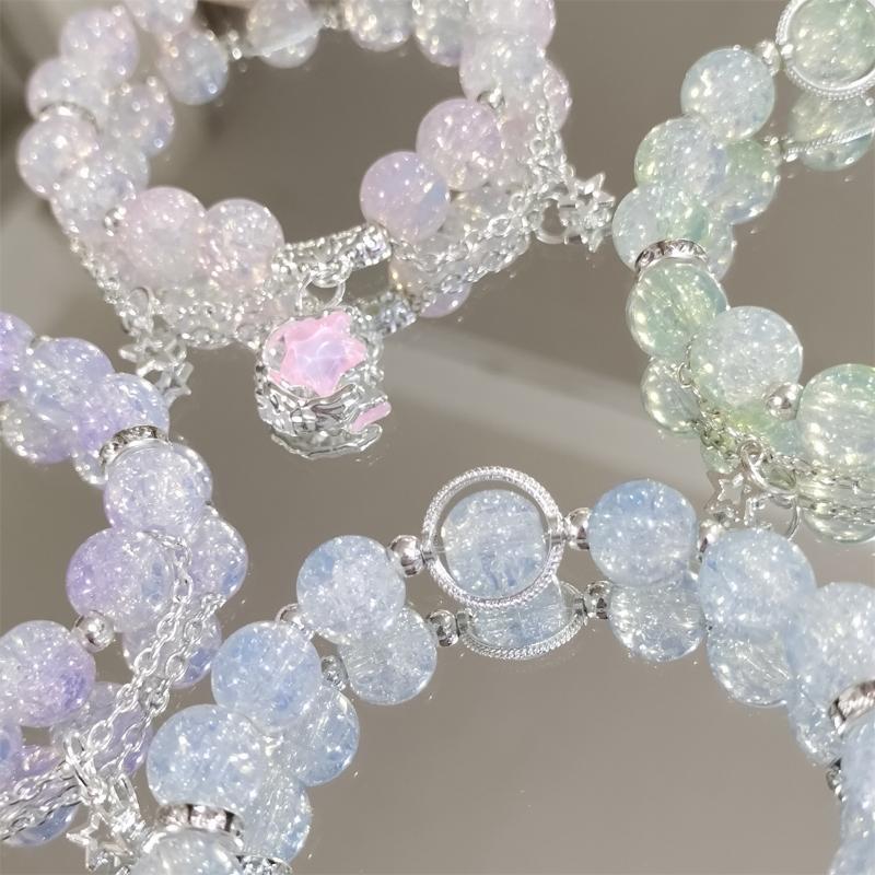 Trendiges Sternenhimmel Perlenarmband für Damen Süßes Fünfzackstern Anhänger Armband Freundschaftsschmuck Geschenk