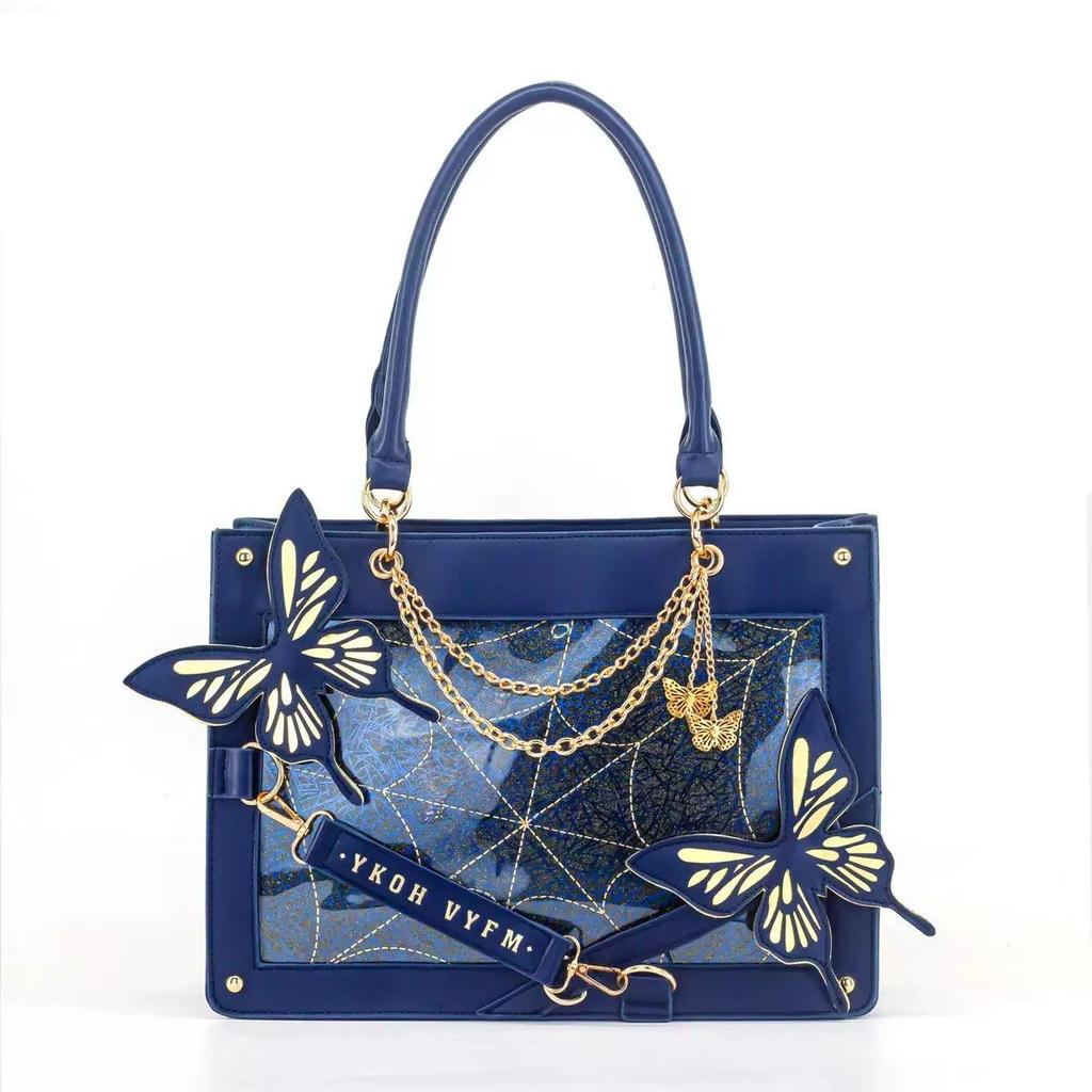 Butterfly Y2k Lolita Pain Handbags Transparent Harajuku Ita Bag Chain Gothic Shoulder Bag Girls Japanese Crossbody Bag For Women