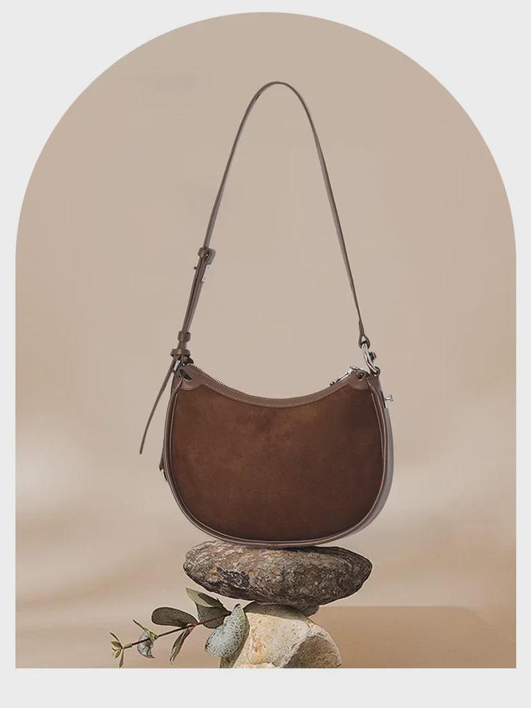 2025 Υψηλής Ποιότητας Ματ Δέρμα Μοσχαριού Τσάντα Ώμου Ημισελήνου - Ρετρό Ντιζάιν Νίχης