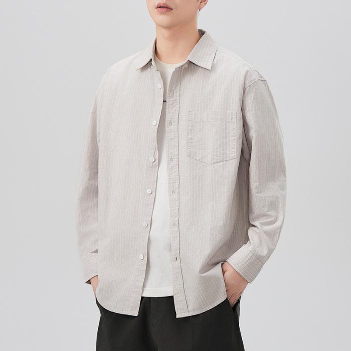 

New Japanese Retro Spring and Summer Striped Shirt Casual Shirt Men s Jacket Loose 4XL