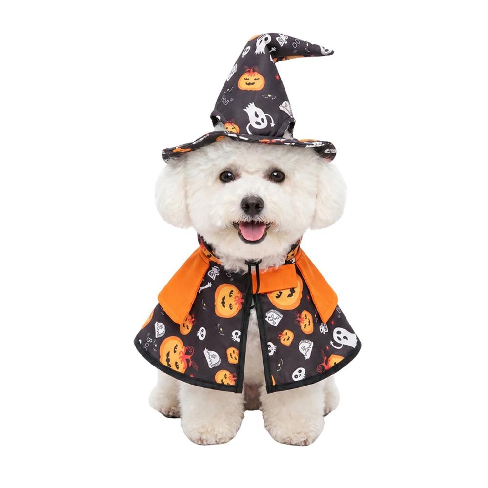 Stand-collar Cat Cosplay Cloak Adjustable Fit Dog Cloak Set Pet Costume Halloween Party S чёрный