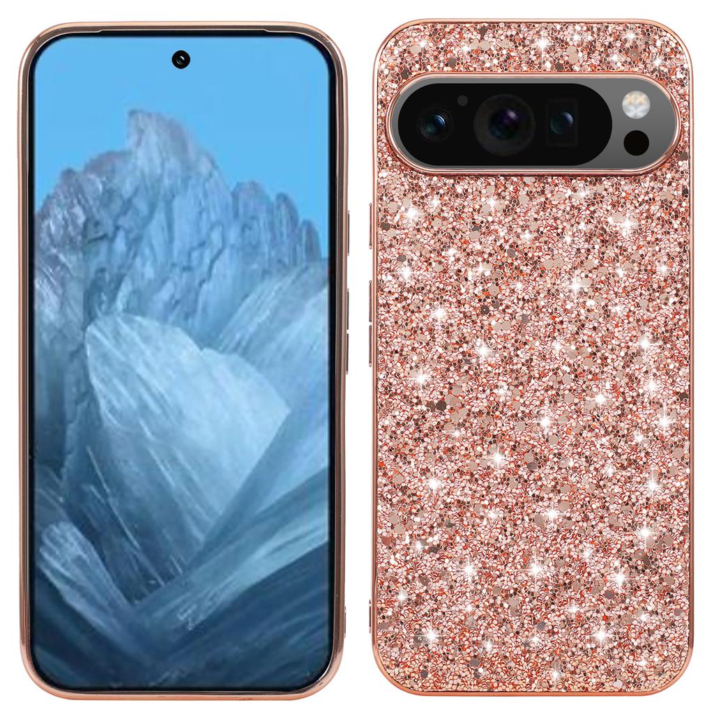 For Google Pixel 9 Pro XL Case Shock-Absorbent TPU+PC Sequins Bling Phone Back Cover
