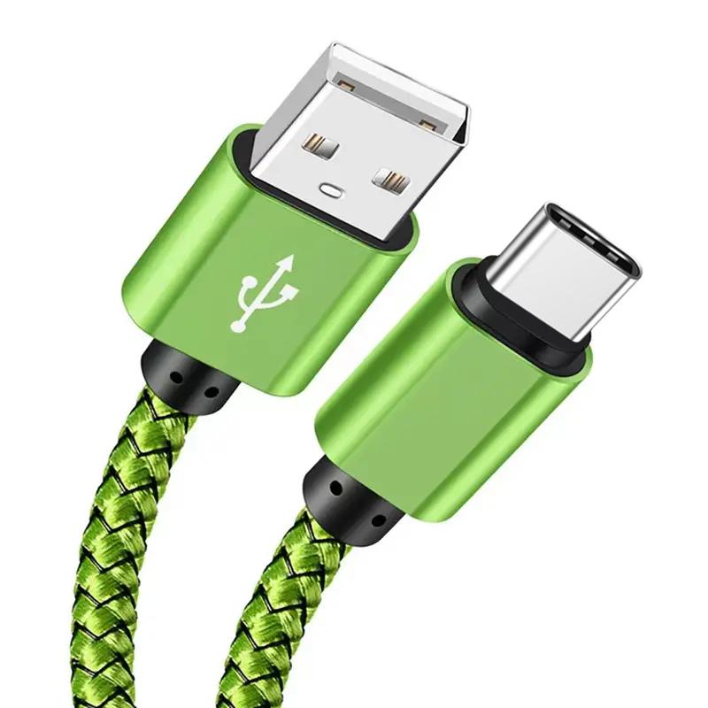 USB A auf Typ C Ladekabel 2A Schnellladegerät Nylon Datenkabel 1M 2M 3M Für iPhone Android Huawei Samsung Rollenmaschinenlinie Typc Ladegerät