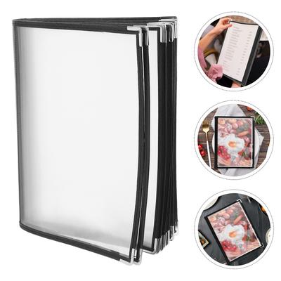 PVC Transparent Menu Book 12 Sides Clear Sturdy Restaurant Cafe Bar Menu Cover Holder Folder Bar Cafe Restaurant Book
