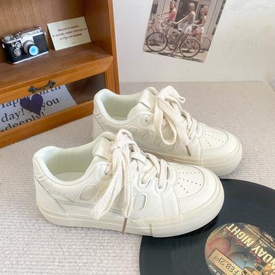 B-9107 Platform White Shoes Women's Ins Tide Retro Harajuku Girls 2025 Spring Board Shoes Ulzzang Bread Shoes