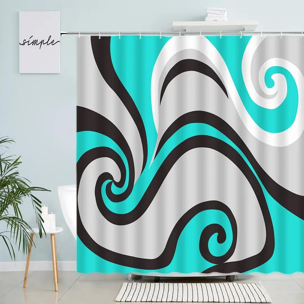 Creative Geometric Shower Curtains Grey Black Red Abstract Art Print Bath Curtain Set Polyester Fabric Bathroom Decor with Hooks