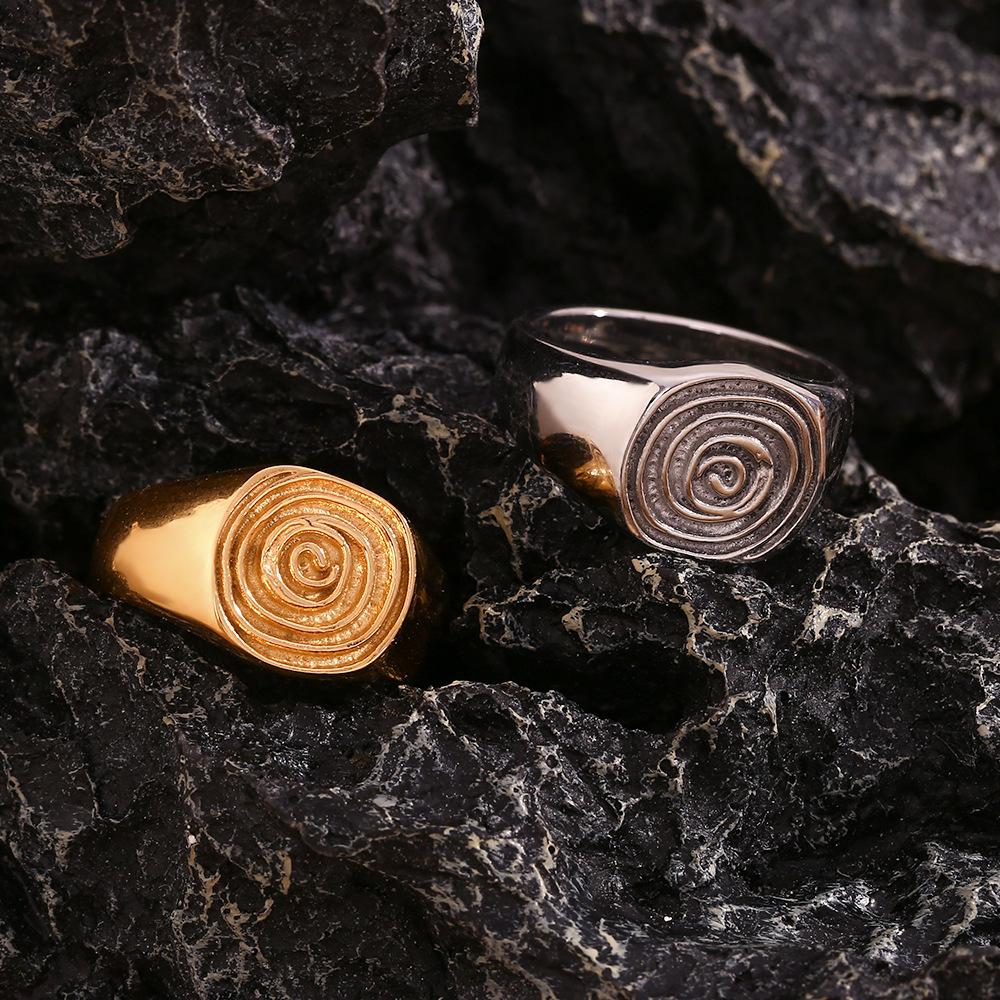MamacitaSlay 2026 New Design Spool Spiral Texture Rings 18K Gold Plated Stainless Steel Waterproof Jewelry Women's Simple Gift