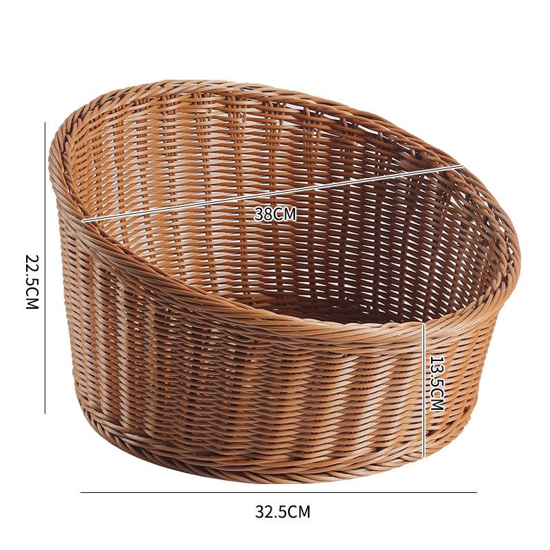 Rattan-Style Angled Bread, Fruit & Snack Display Basket