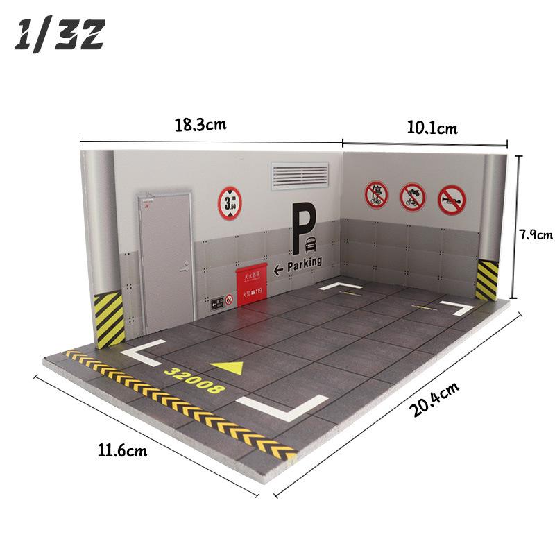 

1:32 1:24 Diorama Garage for Diecast Model Car Toy Display Case PVC Parking Lot Model Simulation Miniature Parking Space Scene