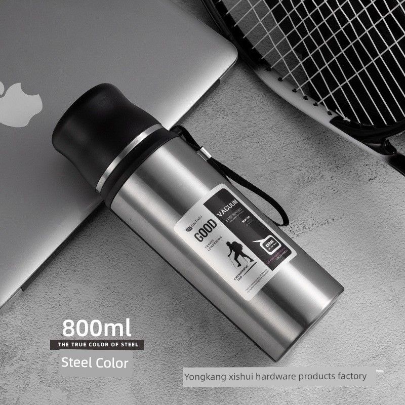 Brand New Large-Capacity Thermos Cup, Stainless Steel Kettle, Vacuum Outdoor Travel Kettle, Portable Car-Mounted Water Cup, Customizable with Text