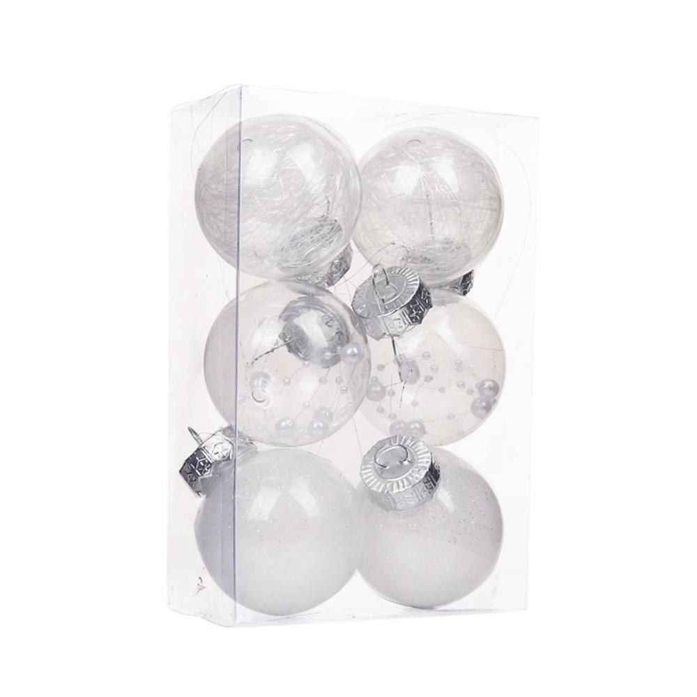 6Pcs/Box Electroplated Painted Ball Christmas Tree Ornament DIY Crafts Painted Plastic Christmas Gifts Boxes Pendant Pendant