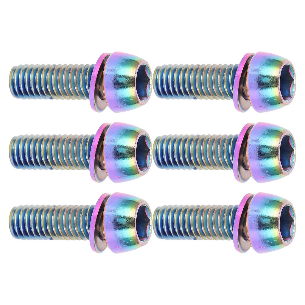 KRSCT 6pcs Cycling Stem Screws with Washers Stainless Steel Bolts Screws for Mountain Cycle Steering Handlebar M6