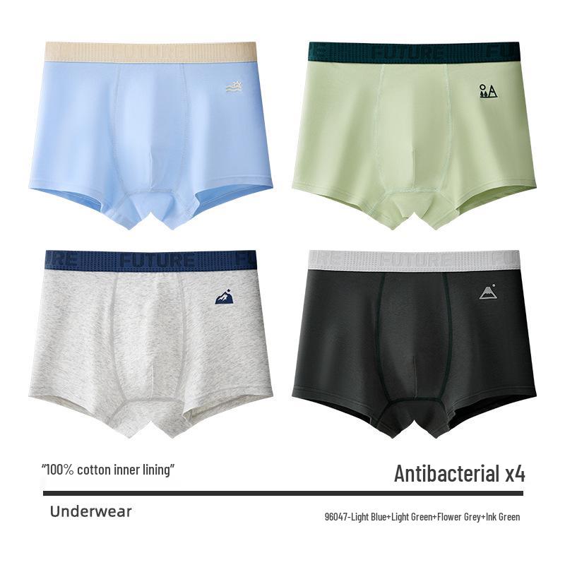 Teen Boys' Antibacterial Pure Cotton Boxer Briefs (10A) - All-Cotton Crotch Development Period Underwear