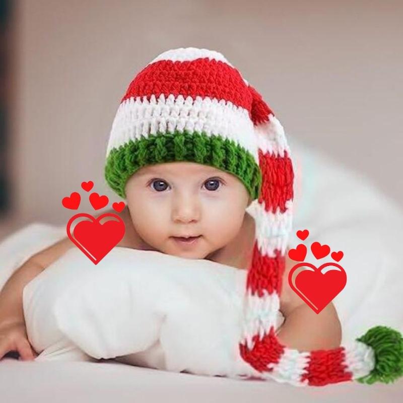 Strickmütze für Baby Warm und gemütlich Weihnachts-Beanie-Mütze Winddichte warme Mütze 6-12M Säuglinge Foto-Requisiten Kopfbedeckung