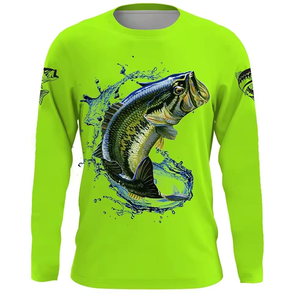 Outdoor Fishing Print Summer Men/Women O-Neck T-shirt Casual Long Sleeve Oversized Pullover Fashion Tops Trend Men Clothing