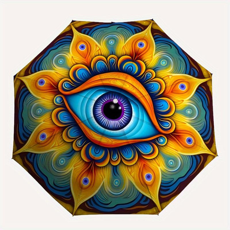 1pc Psychedelic Eye MandalaUmbrella with Plastic Handle,Suitable for All Seasons Home Travel Outdoor UmbrellaB1766