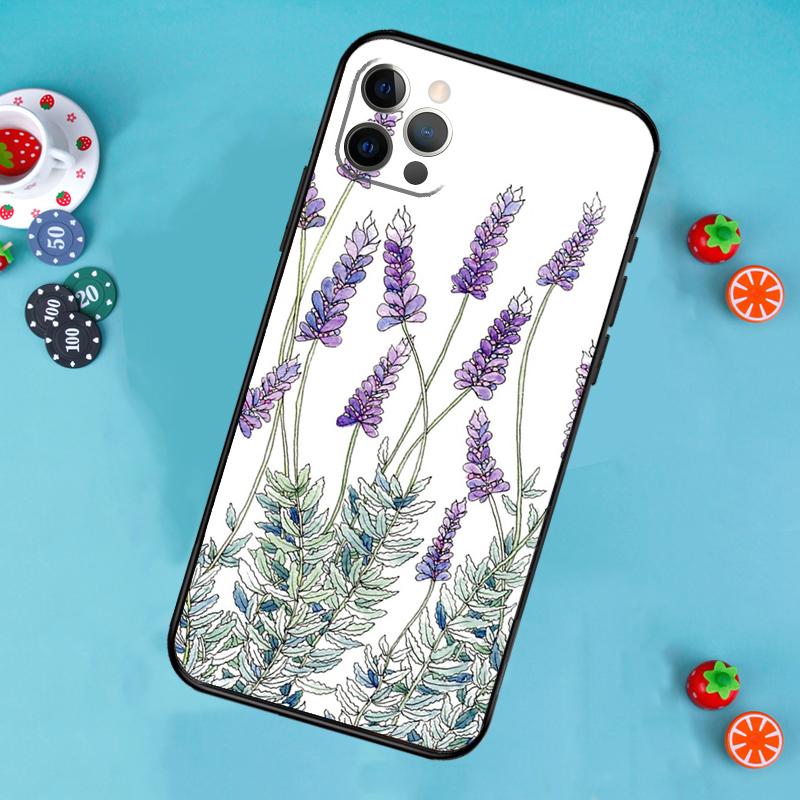 Yellow Cosmos Flowers Lavender Phone Case For iPhone 17 Air 15 14 13 12 11 16 Pro Max 13 12 mini 15 16 Plus 16e Cover Funda