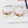 Heart Pendant Earrings Gold Crystal Glass Acrylic Beads Cute Pink Peach Earring Hoop Ear Circle Sweet Ring Beaded Vintage 35