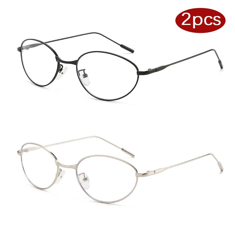 2pcs Luxury Small Cat Eye Metal Sun Glasses Female Man Designer Eye Glasses Outdoor Traveling Simple Style Sunglasses
