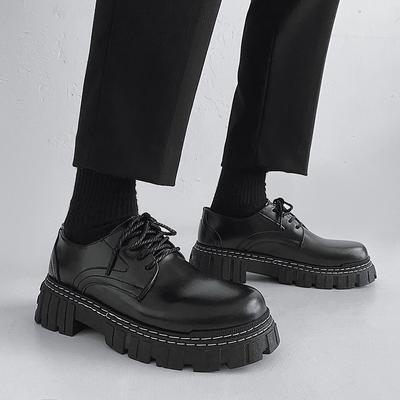 Scarpe da Lavoro da Uomo Aumentate Moda Traspiranti Suola Spessa Scarpe Casual in Pelle da Uomo Sneakers con Plateau Scarpe Oxford da Uomo Scarpe da Ginnastica